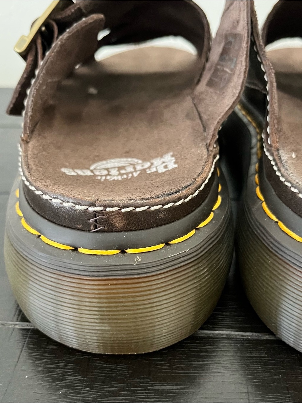 Dr. Martens Brown Leather Maxxy Slide Platform Sandals US Size Men 9 Women 10 - Picture 15 of 15